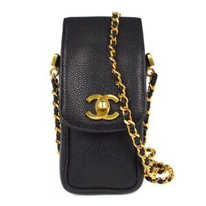 Chanel Black Calfskin Chain Shoulder Pochette XX00139
